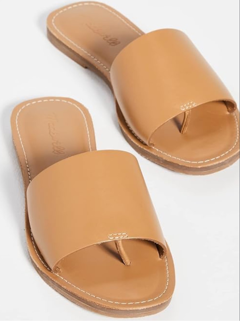 Madewell Tan Leather Slide Toe-Ring Sandals